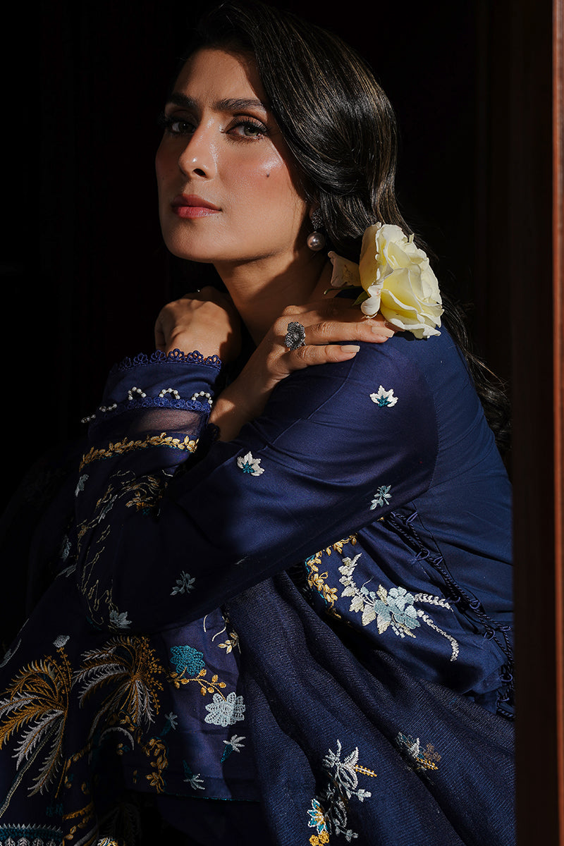 CROSS STITCH - 3PC DHANAK EMBROIDERED SHIRT WITH DHANAK EMBROIDERED SHAWL AND TROUSER