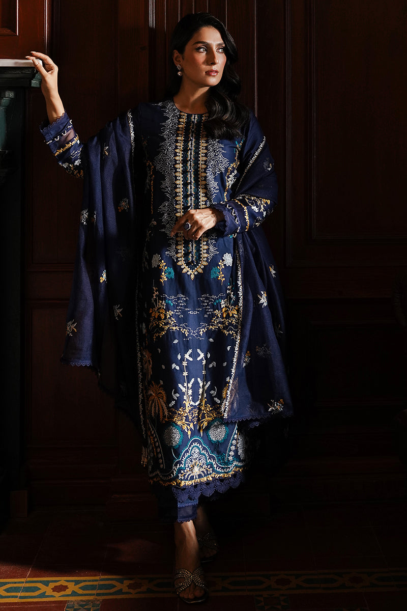 CROSS STITCH - 3PC DHANAK EMBROIDERED SHIRT WITH DHANAK EMBROIDERED SHAWL AND TROUSER