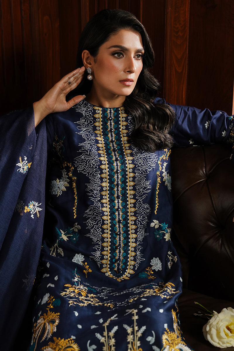 CROSS STITCH - 3PC DHANAK EMBROIDERED SHIRT WITH DHANAK EMBROIDERED SHAWL AND TROUSER
