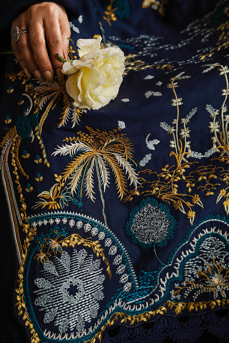 CROSS STITCH - 3PC DHANAK EMBROIDERED SHIRT WITH DHANAK EMBROIDERED SHAWL AND TROUSER