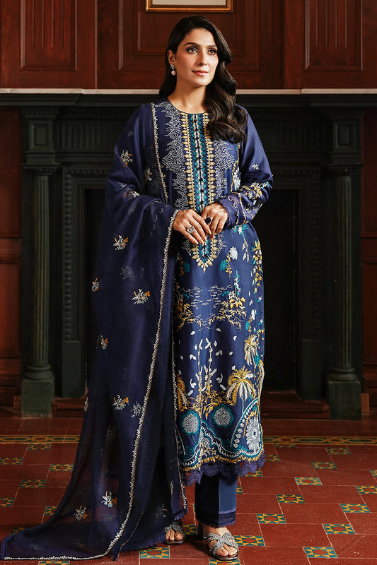 CROSS STITCH - 3PC DHANAK EMBROIDERED SHIRT WITH DHANAK EMBROIDERED SHAWL AND TROUSER
